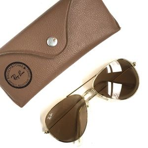 Ray Ban Authentic Gold Aviator Sunglasses